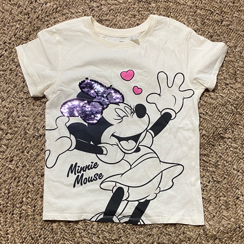H&M Disney Minnie Mouse Cute Cream T-Shirt Size 6X/7